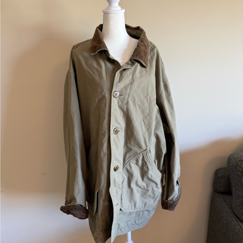 VTG  chore 90s Barn jacket corduroy collar plaid lining Jo’s a bank sz XL